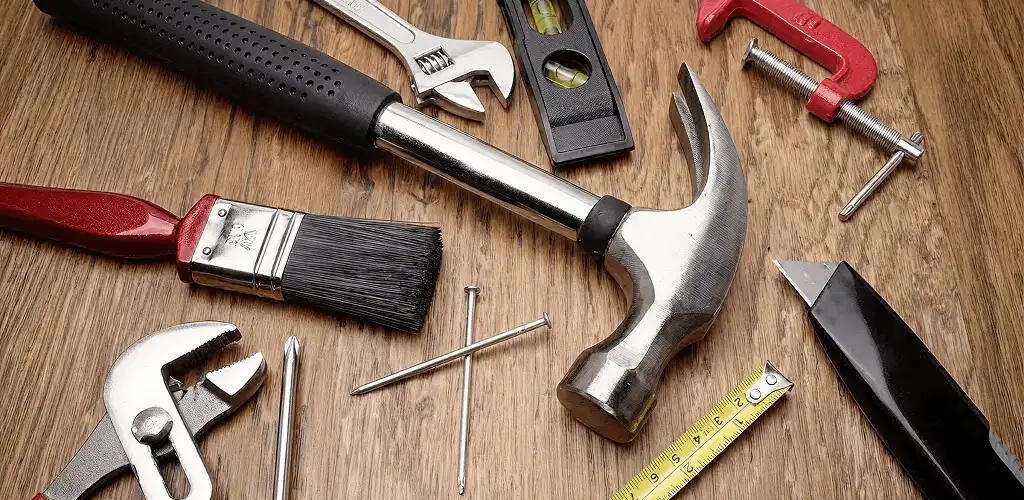 Handyman tools laid out for home repair and maintenance work in Nashua, NH