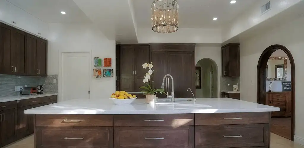Cabinet refacing project with updated kitchen cabinets and island in Nashua, NH