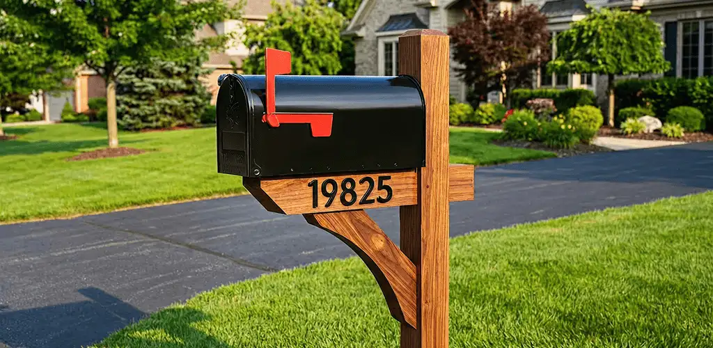 New mailbox installation with post and address number for a home in Nashua, NH