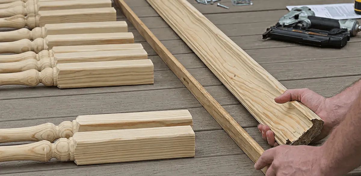 Handrail installation materials and wood components for stair rail work in Nashua, NH