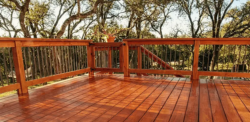 Deck sealing results with a freshly sealed wood deck in Nashua, NH